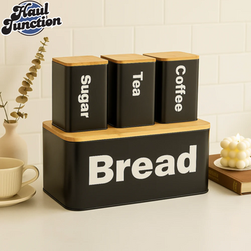 LUXURMOVE BREAD BOX SET BAMBOO LID