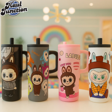 LABUBU STAINLESS STEEL WATER BOTTLE 890ML – LARGE CAPACITY, LEAKPROOF, PORTABLE DRINKING FLASK FOR OUTDOOR & INDOOR USE