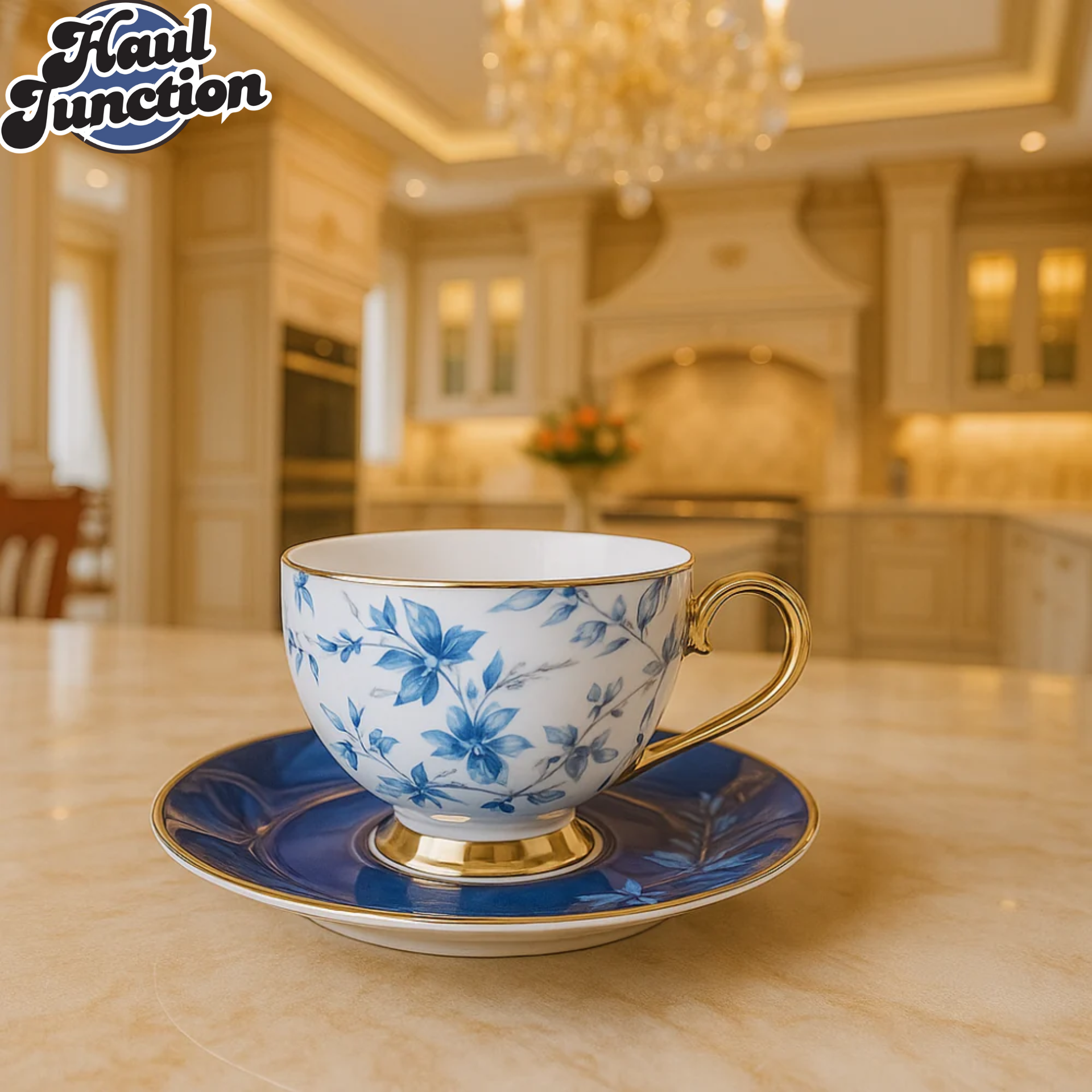 Johnson Brothers 12 Piece Blue Floral Tea Cup & Saucer Set