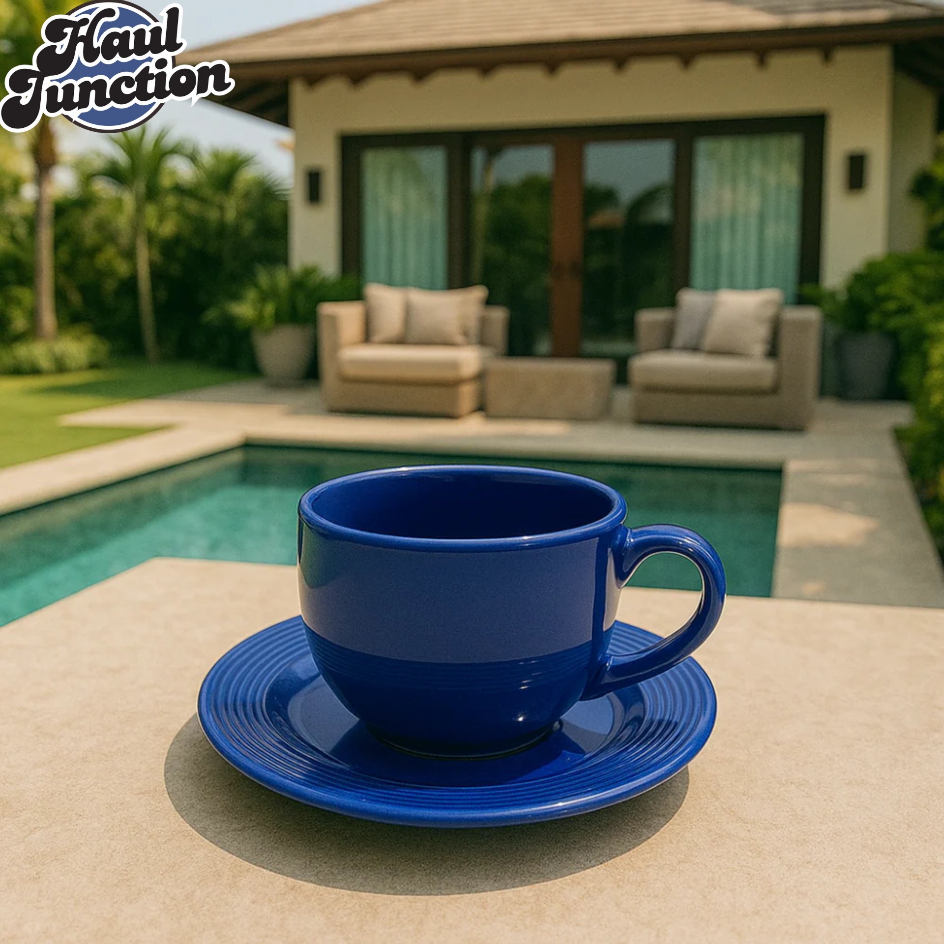 Danny Home Blue Ceramic 6-Piece Cup & Saucer Set 220ML SYP65-08