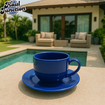 Danny Home Blue Ceramic 6-Piece Cup & Saucer Set 220ML SYP65-08