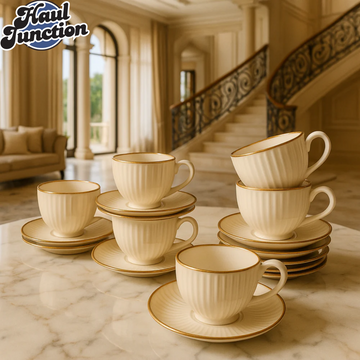 Danny Home 12-Piece Ceramic Cup & Saucer Set 220BW