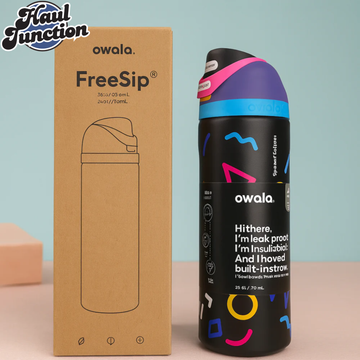 OWALA FREESIP 24OZ WATER BOTTLE - NEON GEO BLACK