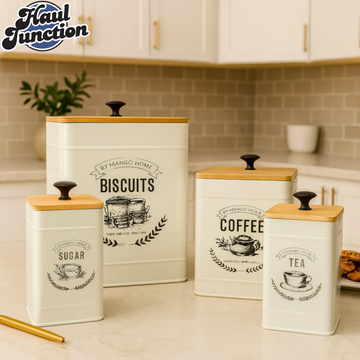 LUXURMOVE AIRTIGHT METAL KITCHEN FRESH 4 PIECES FOOD STORAGE BOXES