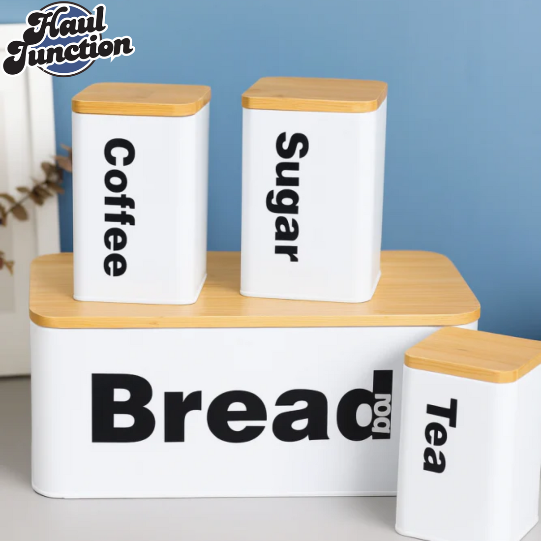 LUXURMOVE BREAD BOX SET BAMBOO LID