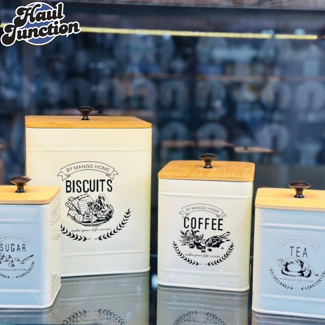 LUXURMOVE AIRTIGHT METAL KITCHEN FRESH 4 PIECES FOOD STORAGE BOXES