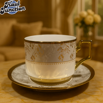 ROYAL FINE BONE CHINA CUP & SAUCER – LUXURY GOLD HANDLE TEA SET