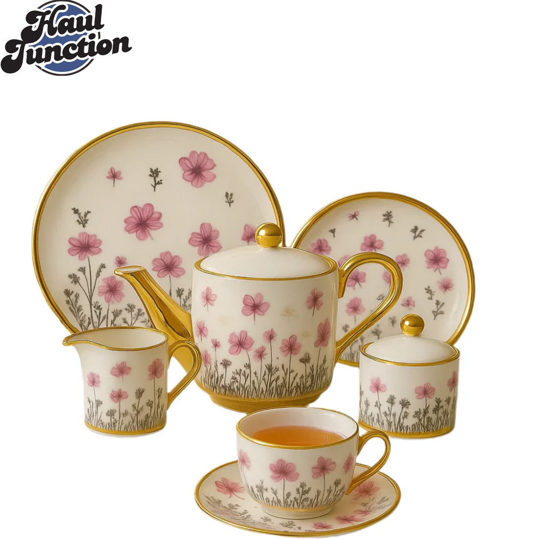 MODERN PRINTED 24 PIECES BONE CHINA TEA SET – LUXURY TEA CUP & SAUCER SET - 2806-004