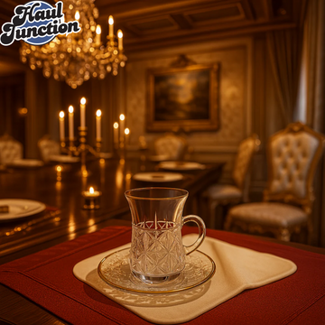 6 Piece Cup Saucer Set 110ml – Elegant Glass Tea Set