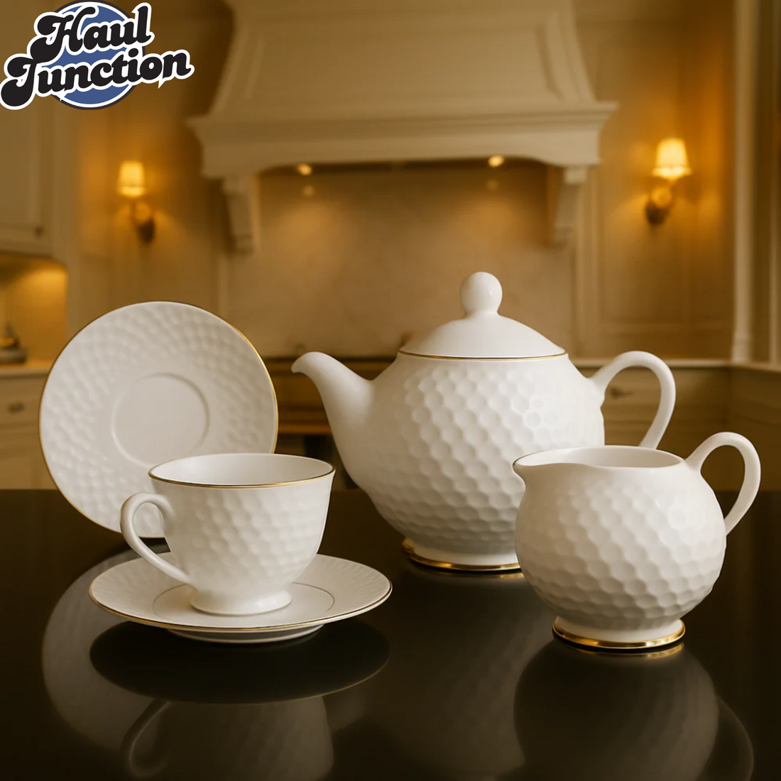 Premium Bone China Tea Set 17-Piece – Modern White Leak-Proof Design