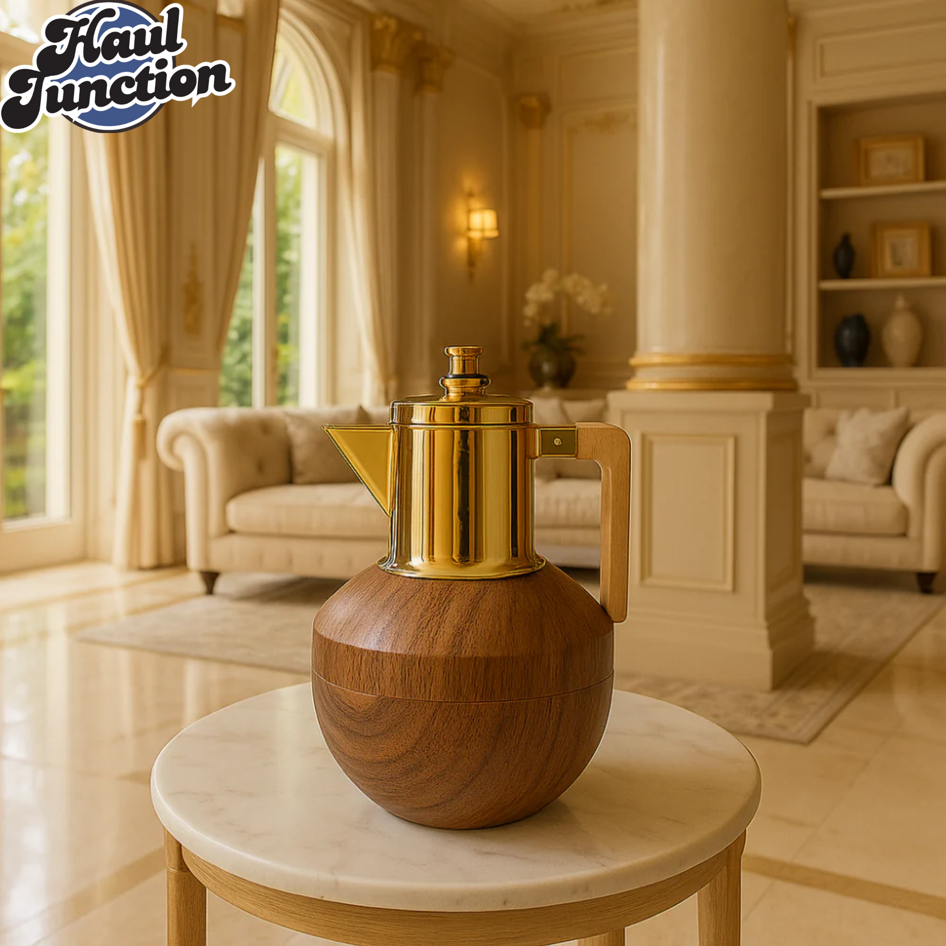 Luxury Wooden Thermos Flask – 1L Gold Top LS-055 (TU-5)