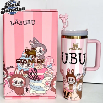 LABUBU X STANLEY QUENCHER TUMBLER 40OZ GIFT BOX PACKING - PINK STRIPES