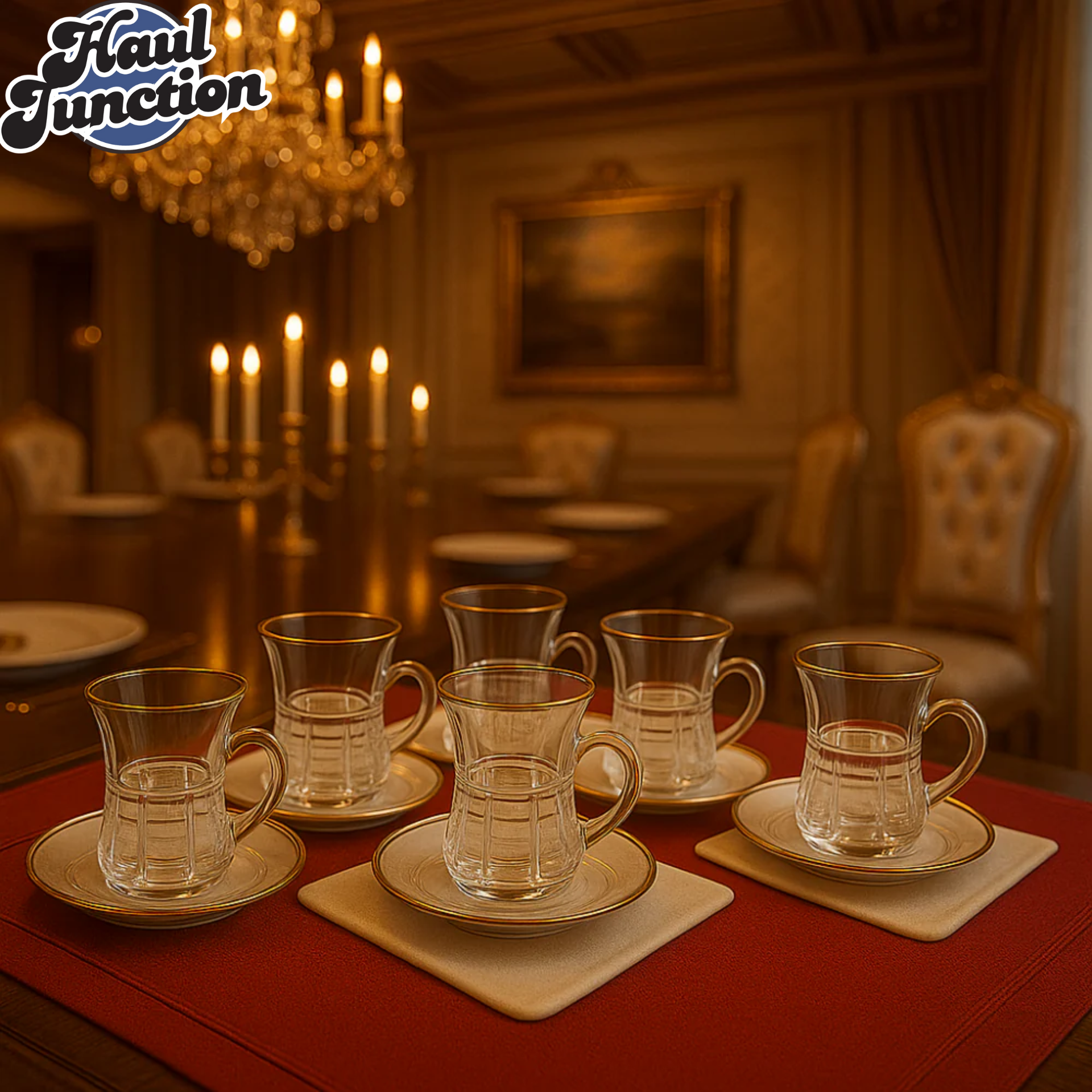 6 Piece Glass Cup Saucer Set 110ml – Premium Turkish Tea Set