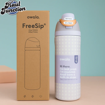 OWALA FREESIP 24OZ WATER BOTTLE - LAVENDER GHINGAM