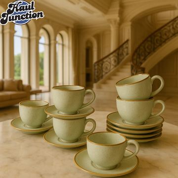 Danny Home 12-Piece Ceramic Cup & Saucer Set – 220SYP