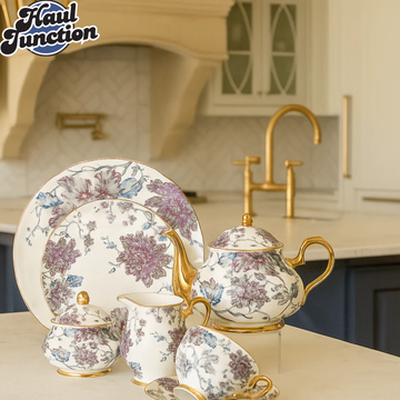 ROYAL ALBERT 24PIECE TEASET VINTAGE FLORAL DESIGN WITH GOLD TRIM - MAJESTIC PEONY