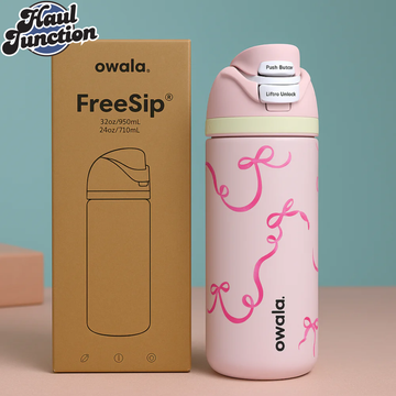 OWALA FREESIP 24OZ WATER BOTTLE - PINK RIBBON WAVES