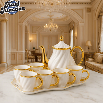 8 Pieces Luxury Tea Set with Gold Trim- ZQ-148-8