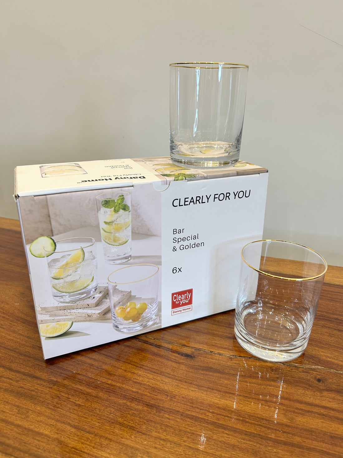 Danny Home Golden Bar Glass 6Pcs (410ml)