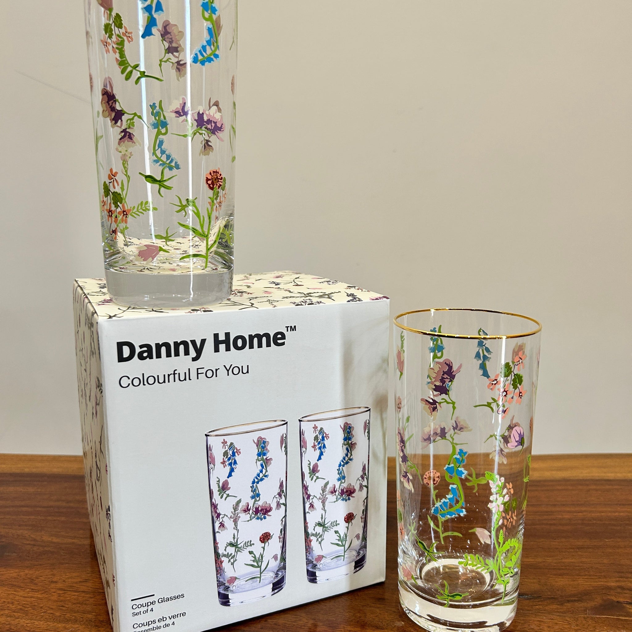 Danny Home Flower Long Glass 4Pcs (470ml)