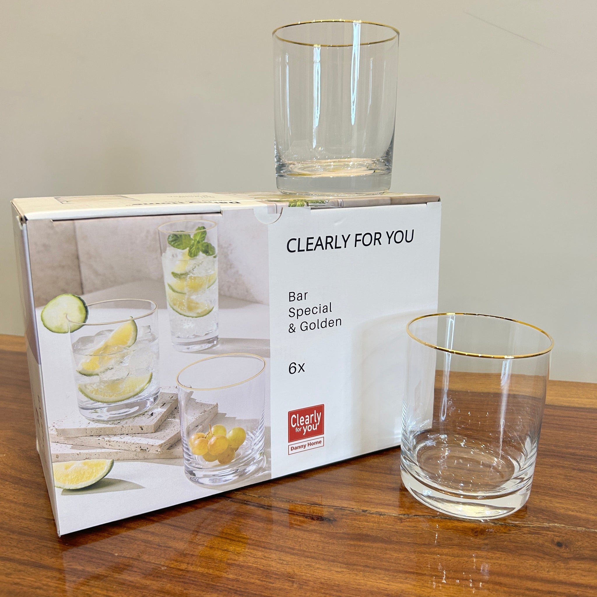 Danny Home Golden Bar Glass 6Pcs (410ml)