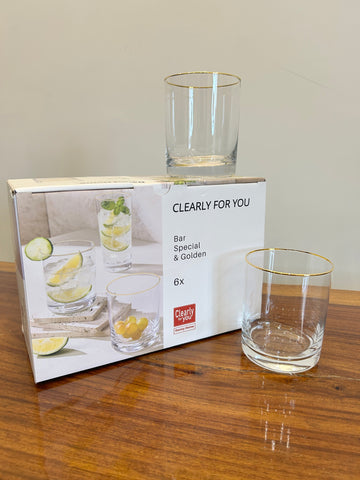 Danny Home Golden Bar Glass 6Pcs (410ml)