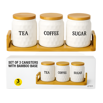 3-Piece Airtight Tea Coffee Sugar Jar Set
