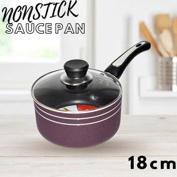 18cm Solecasa Nonstick Sauce Pan with a closed lid, showcasing its sleek design and durable non-stick surface.