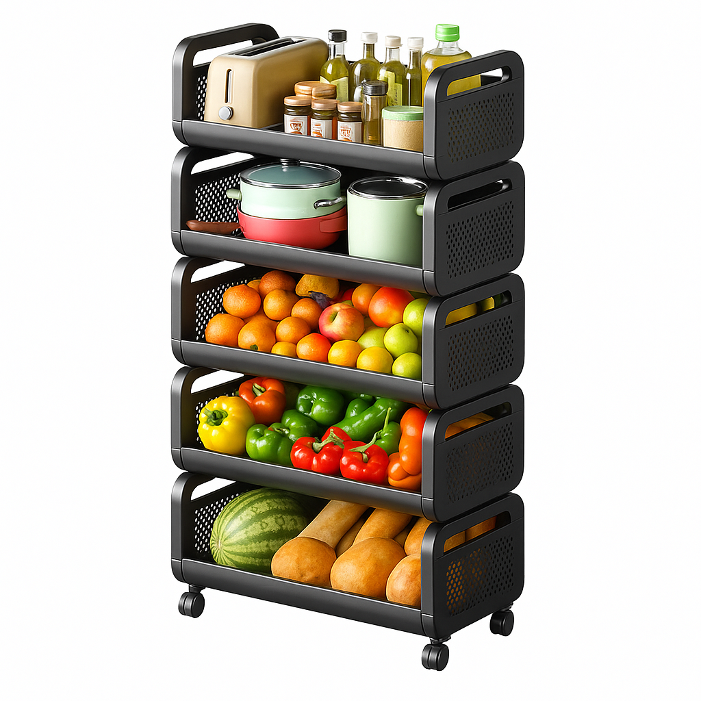 5-Tier Stackable Rolling Storage Cart