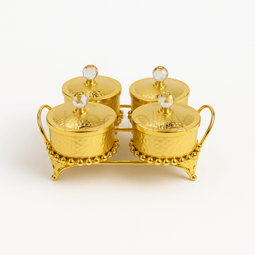 Golden Crystal 4-Piece Condiment Set with Stand