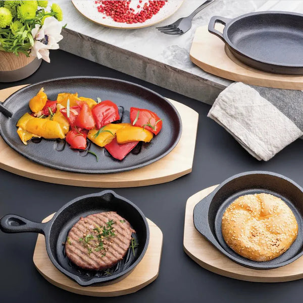 Sizzler With Wooden base Non-Stick