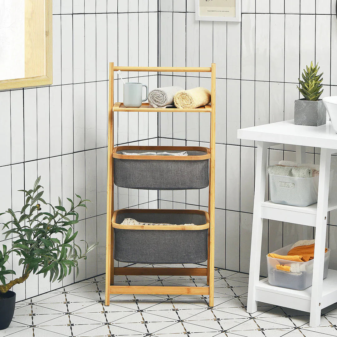 Wooden 2-Tier Laundry Storage Rack