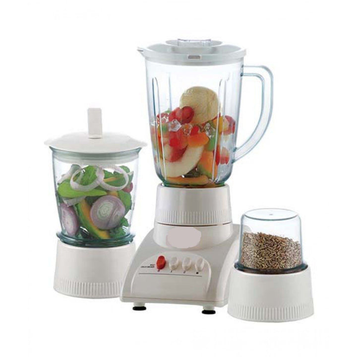 3 in 1 Juicer Blender Grinder - Blender, Grinder, and Mixer in One with Copper Motor, 1.25L Blender Jug, and Glass Grinders