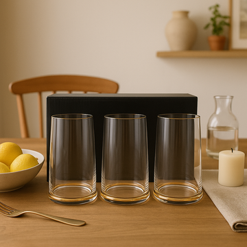 The "Tapered Flow" Gold-Footed Tumbler Set (6 pieces)