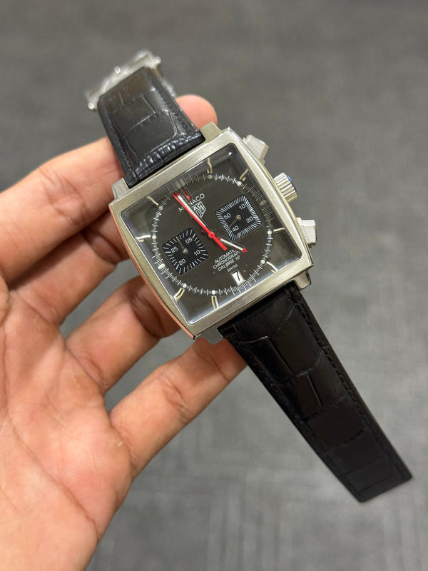 CHRONOGRAPH FINAL EDITION SILVER CASE GREY DIAL BLACK LEATHER STRAP