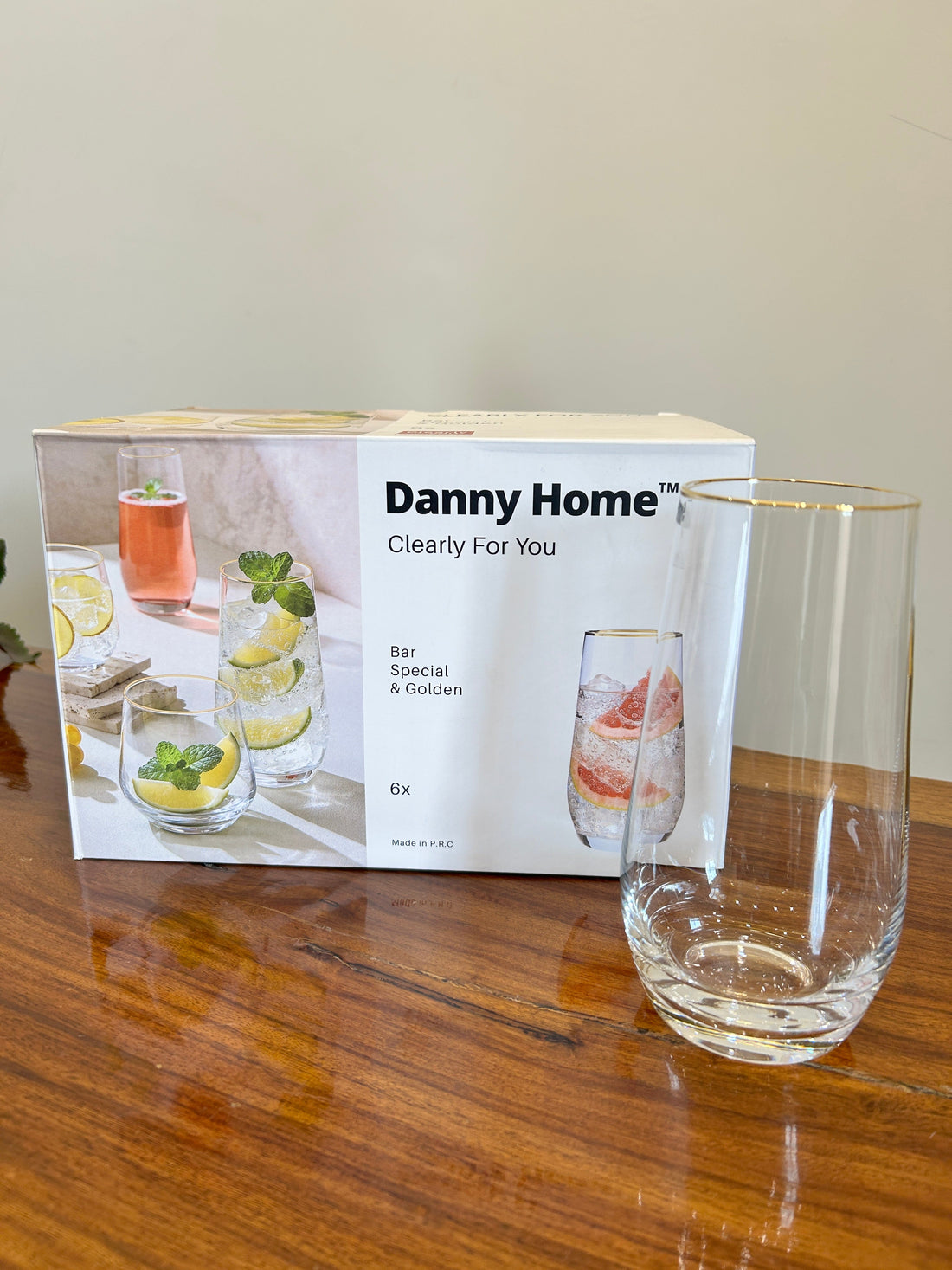 Danny Home Golden Bar Glass 6Pcs (550ml)