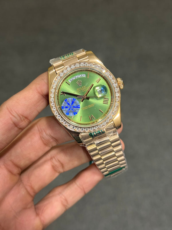 DayDate Auto | Rose Chain | Shady Green Dial | Diamond Bezzel