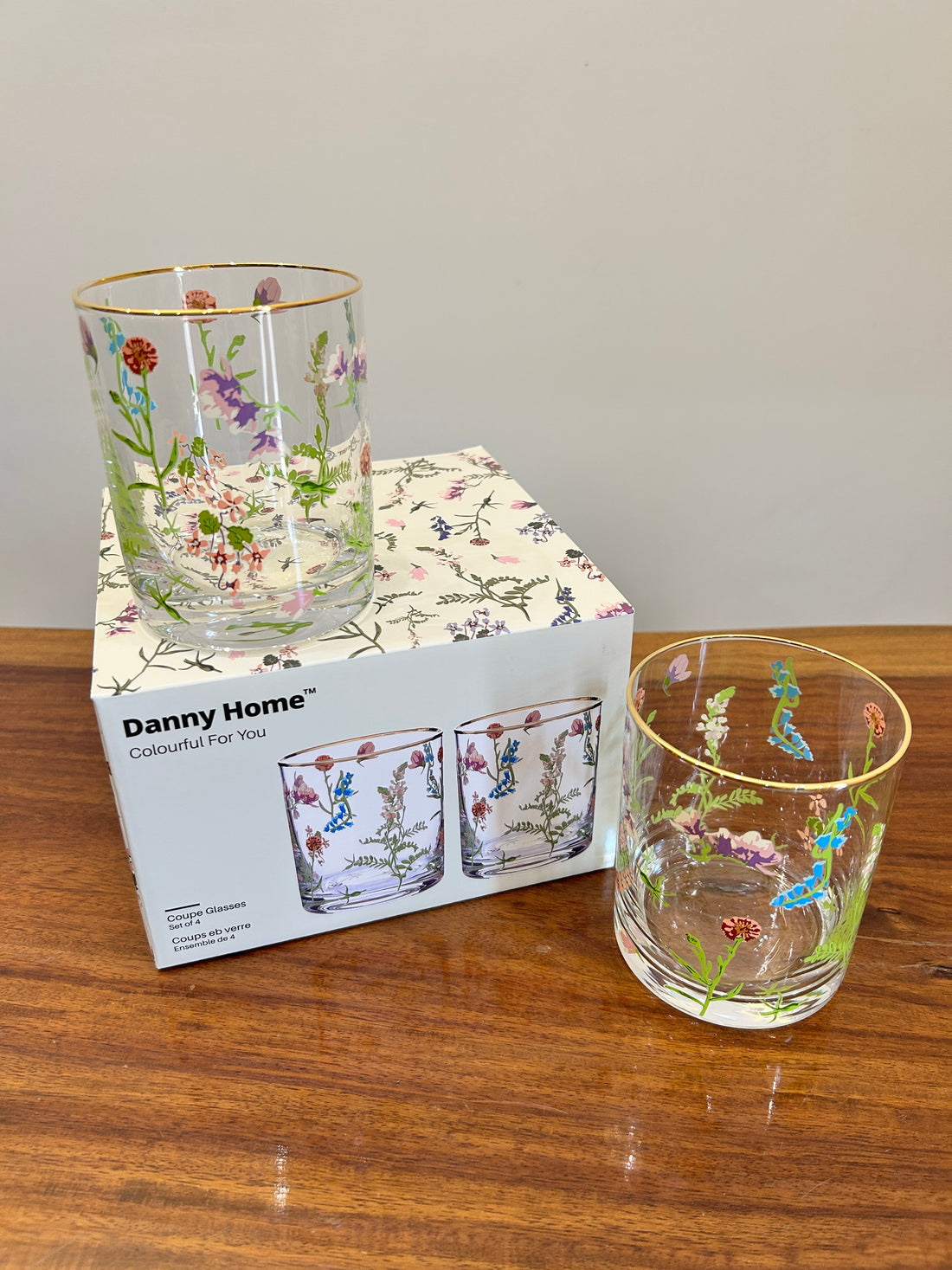 Danny Home Flower Short Glass 4Pcs (410ml)