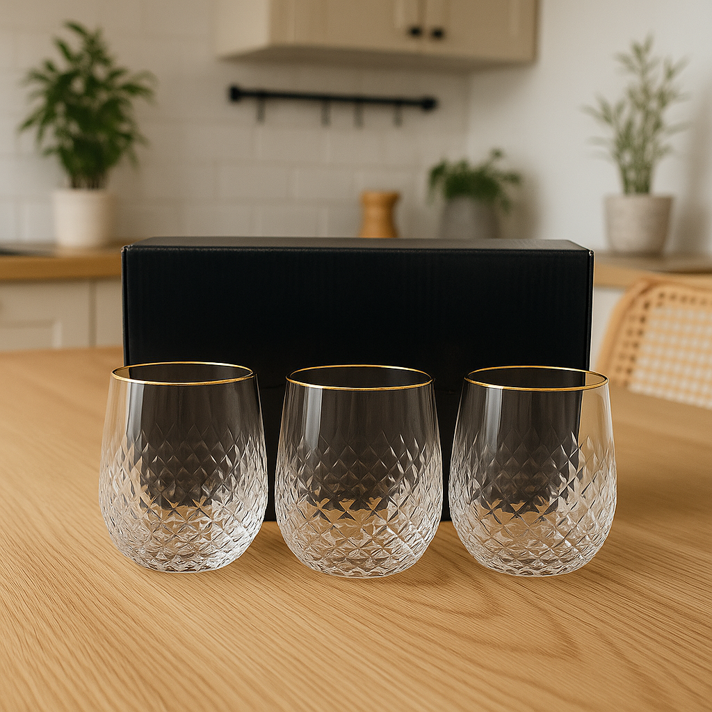 The "Brilliant Cut" Gold-Rim Glass Set ( 6 pieces)