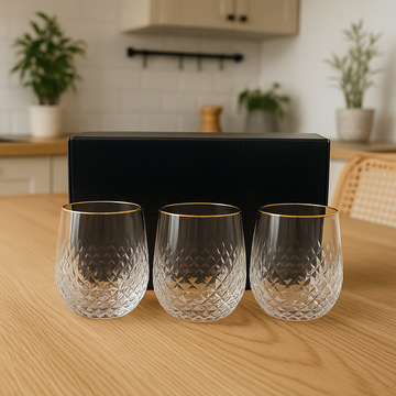 The "Brilliant Cut" Gold-Rim Glass Set ( 6 pieces)