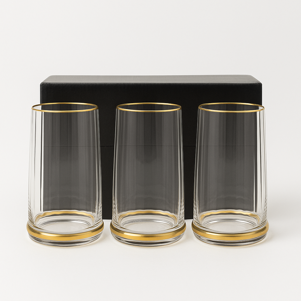 The "Streamline Gold" Tall Glass Set (6 pieces)