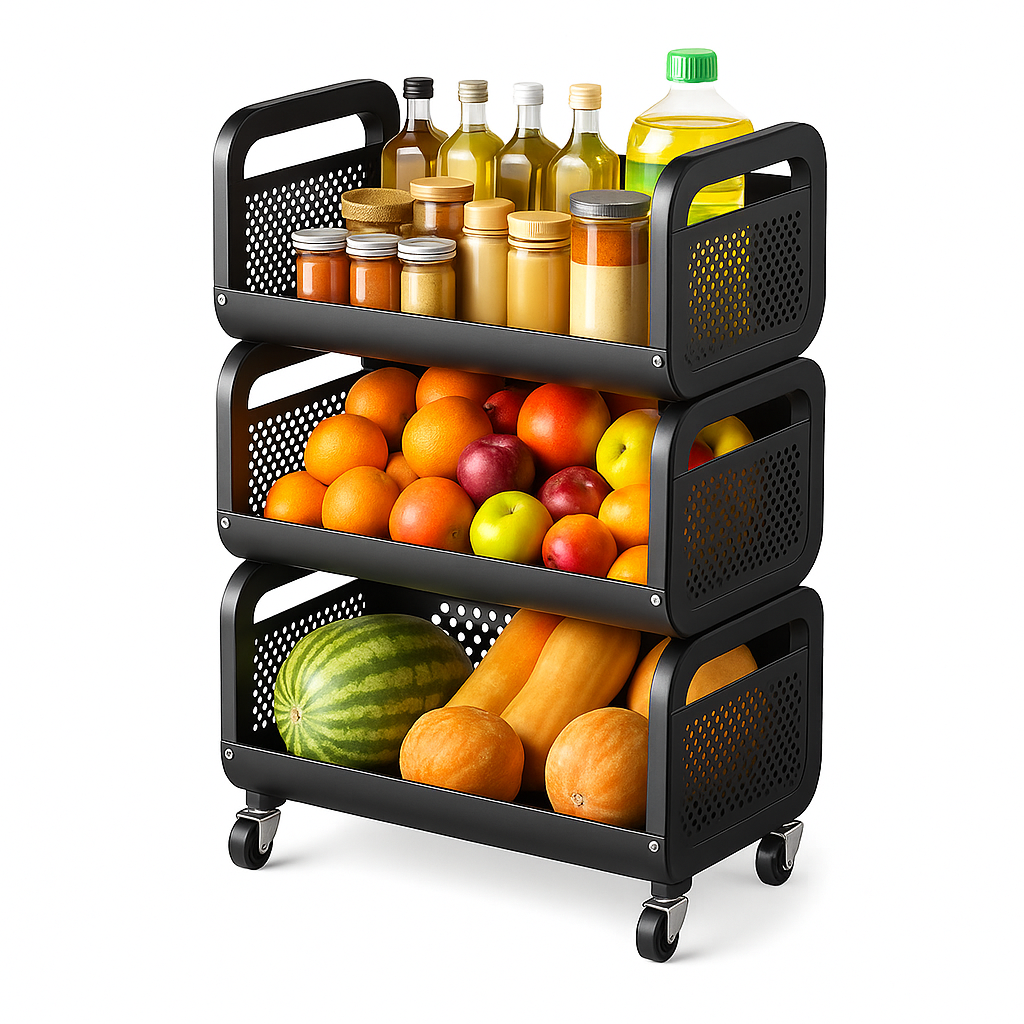 3-Tier Compact Rolling Storage Cart