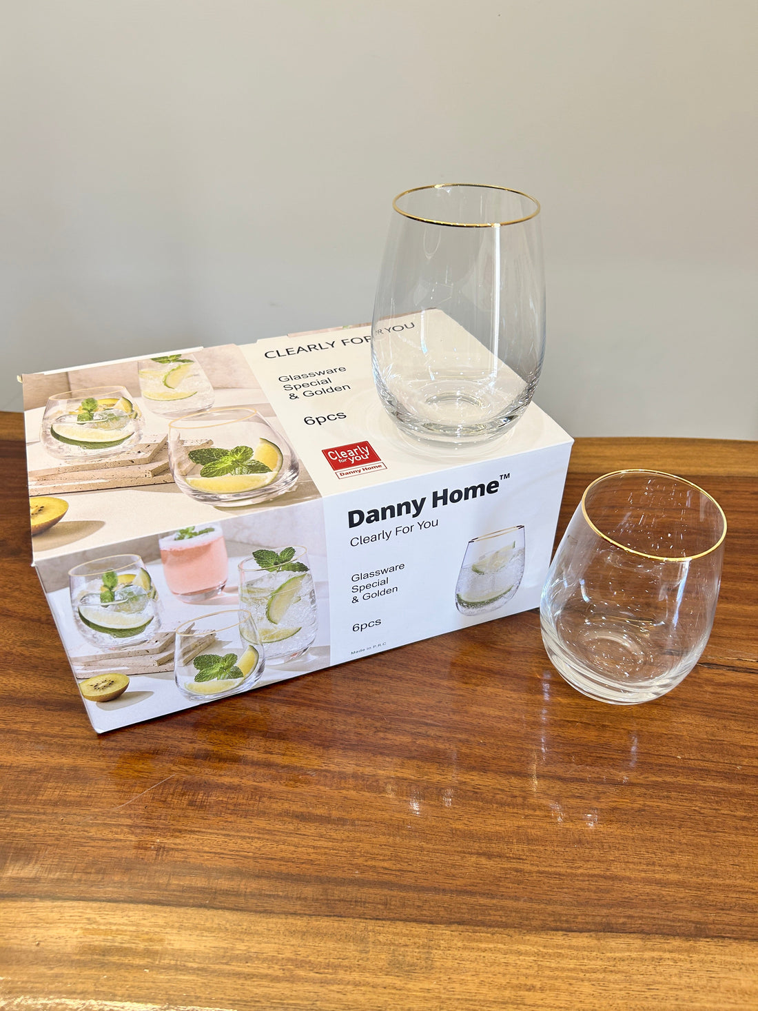 Danny Home Golden Bar Glass 6Pcs (450ml)