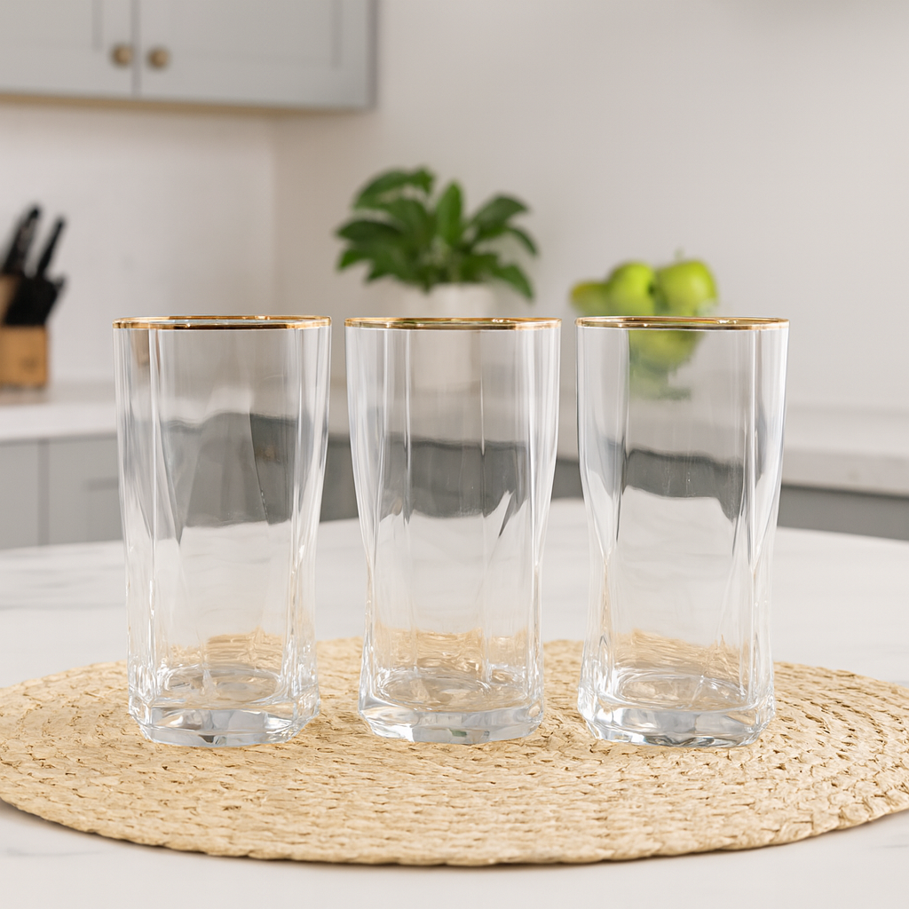 The "Geometric Highball" Gold-Rimmed Set (6 pieces)