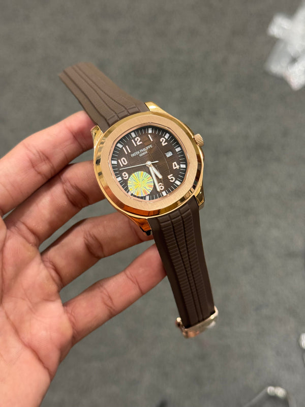 Aquanaut Quartz | Rose gold Case | Brown dial | Brown Strap