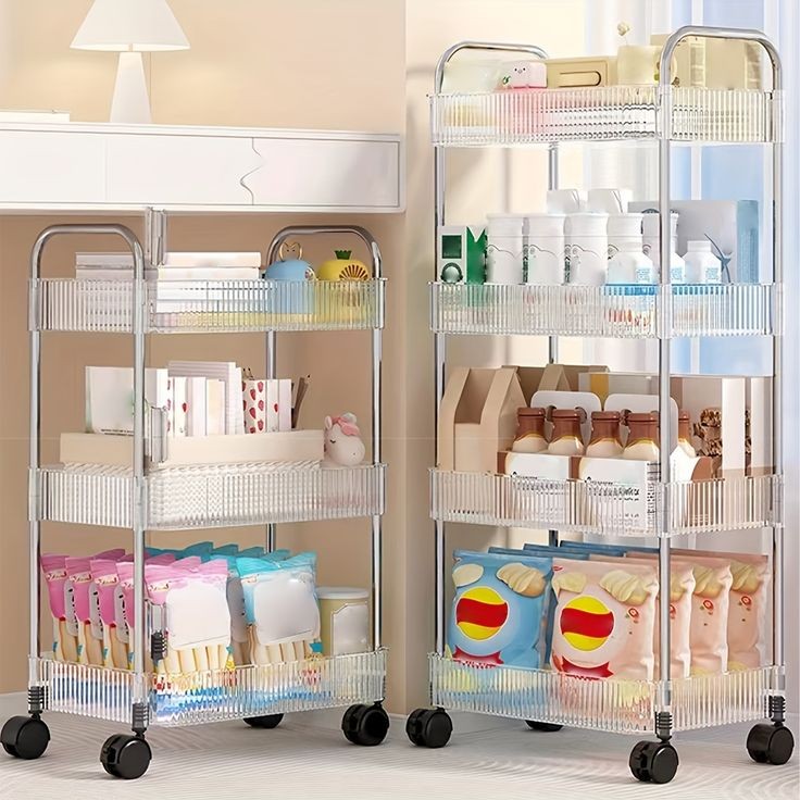  Acrylic 3-tier and 4-tier trolley for storage.