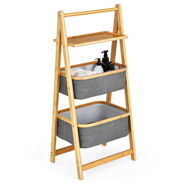 Wooden 2-Tier Laundry Storage Rack