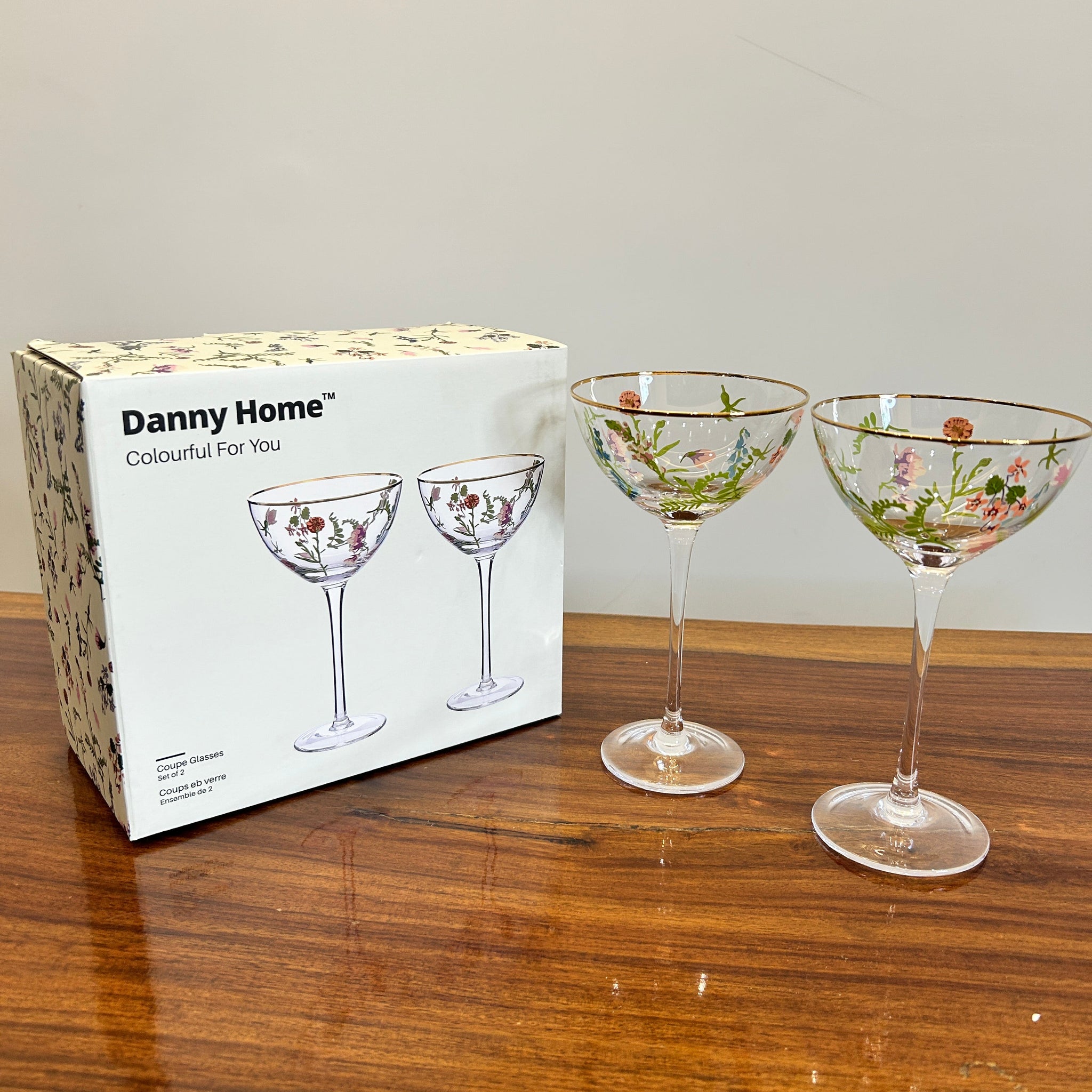 Danny Home Flower Coupe Glass 2Pcs
