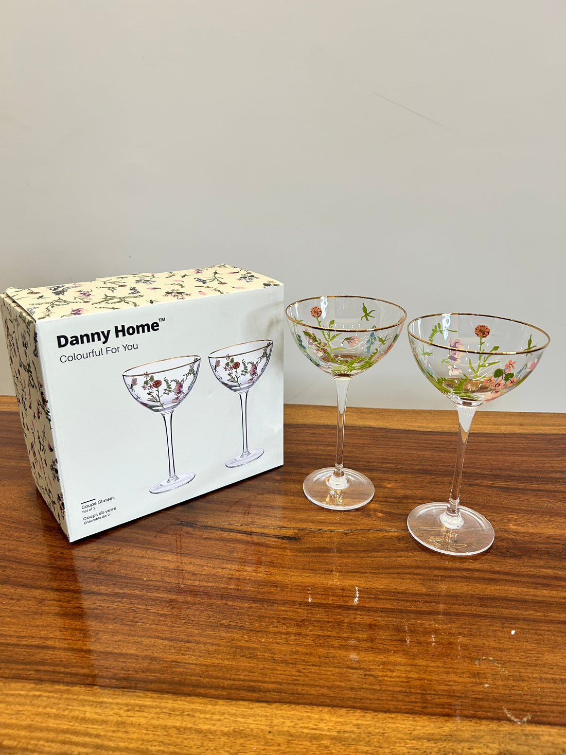 Danny Home Flower Coupe Glass 2Pcs