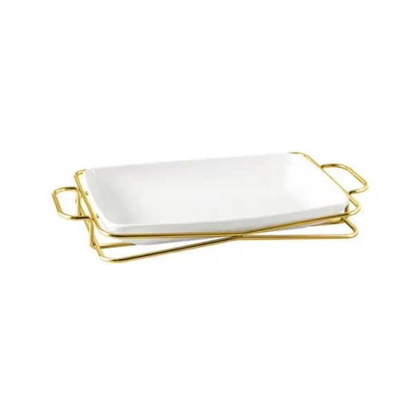 Rectangle Plate With Gold Stand 10"